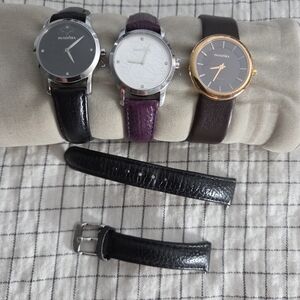 Pandora Elegant Watch Set with Black, Purple, and Rose Gold Accents
